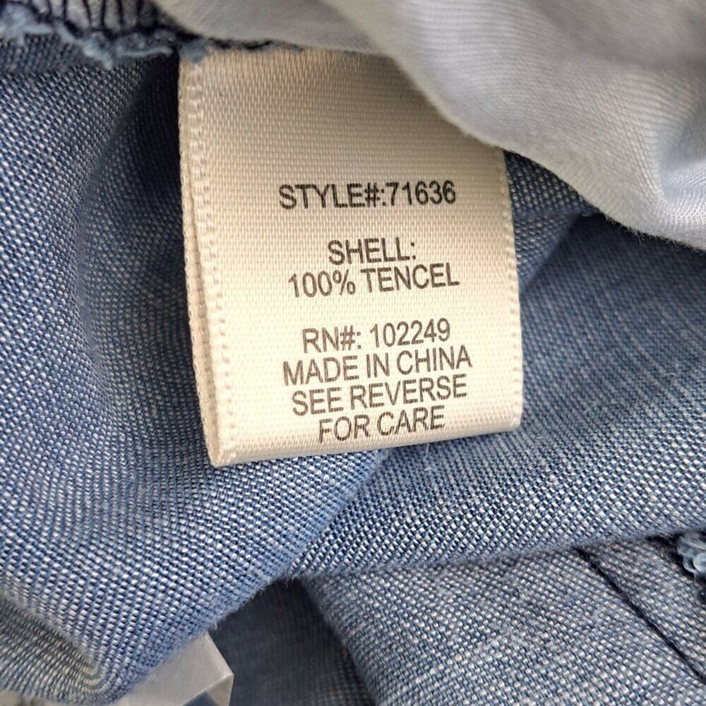 Skies Are Blue Women's Chambray Jogger Cargo Pockets Blue Draw String Sz Medium - Picture 7 of 8